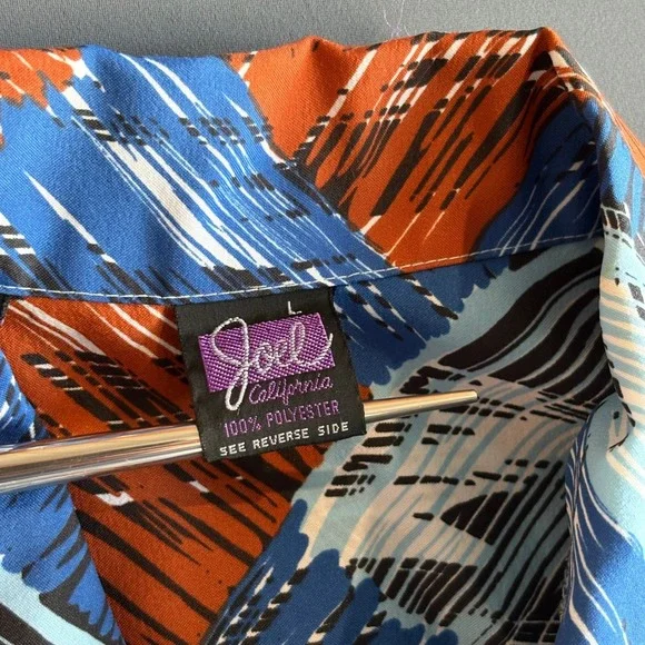 Joel of California 1970s Disco Shirt | Size L | Geometric Print Vintage 70s - Picture 10 of 11